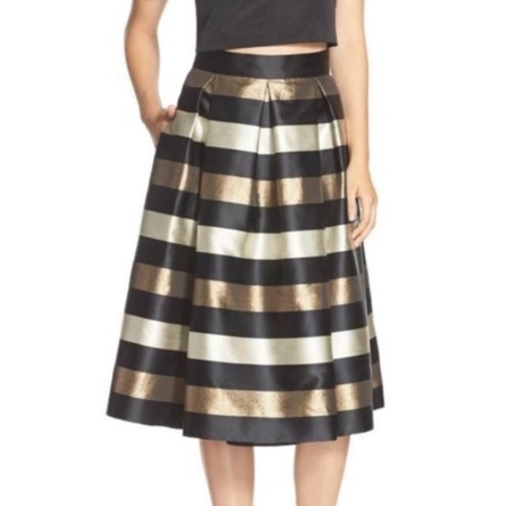 NEW Eliza J Metallic Stripe Skirt